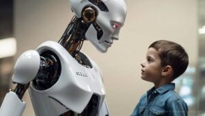 Inteligencia artificial con hijo humano.